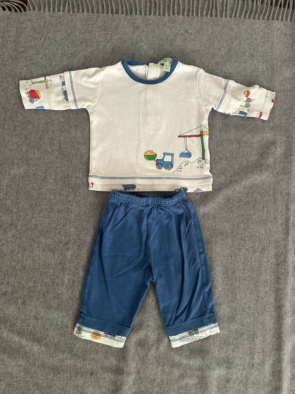 Kissy Kissy QT 3-6 months, Children's Blue Pants and construction Top Set